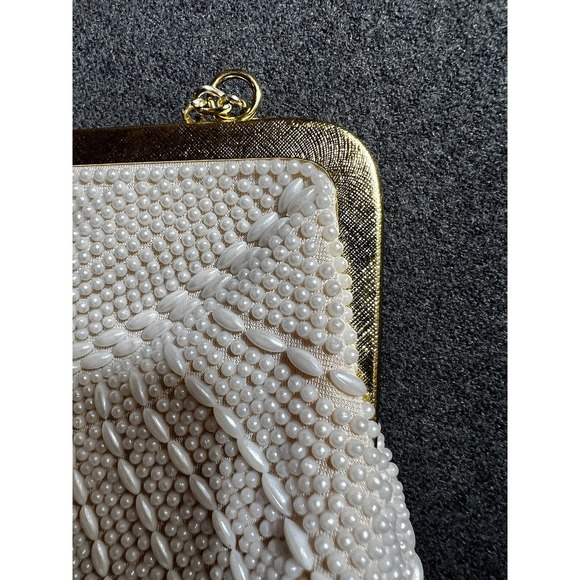 Vintage Beaded Handbag Purse Evening Bag Made In Hong Kong. Gold Tone Closure - Picture 8 of 14